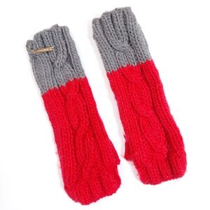 Nine West Women's Knitted Fingerless Gloves Red Gray